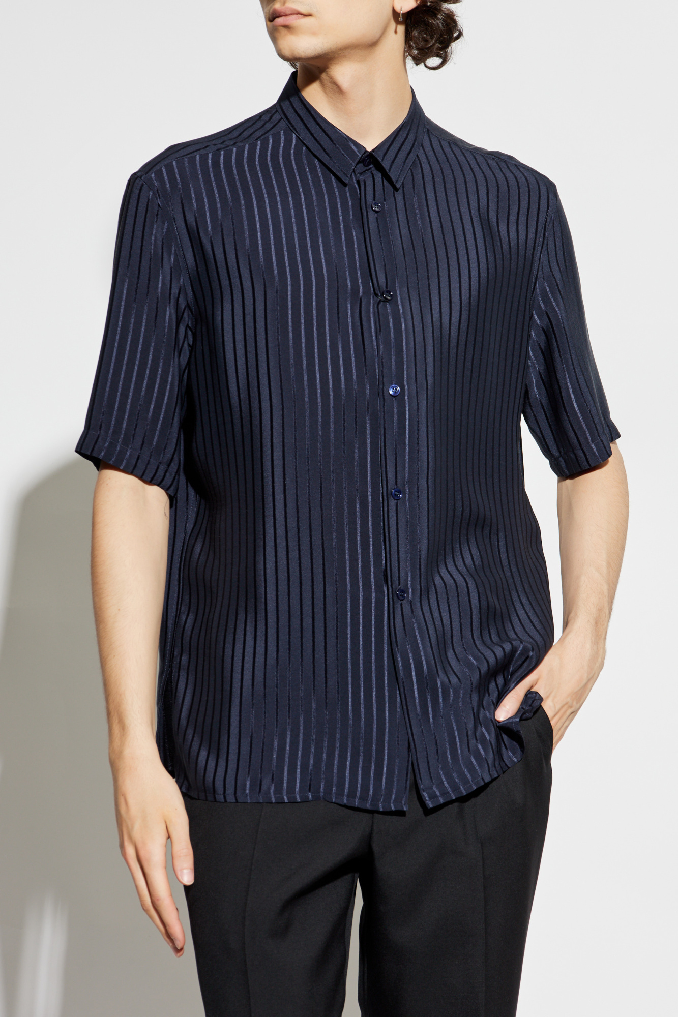 Tシャツ・カットソー Saint Laurent Navy blue cotton blend shirt Saint Laurent // Navy & White Inside Out Logo T-Shirt – VSP